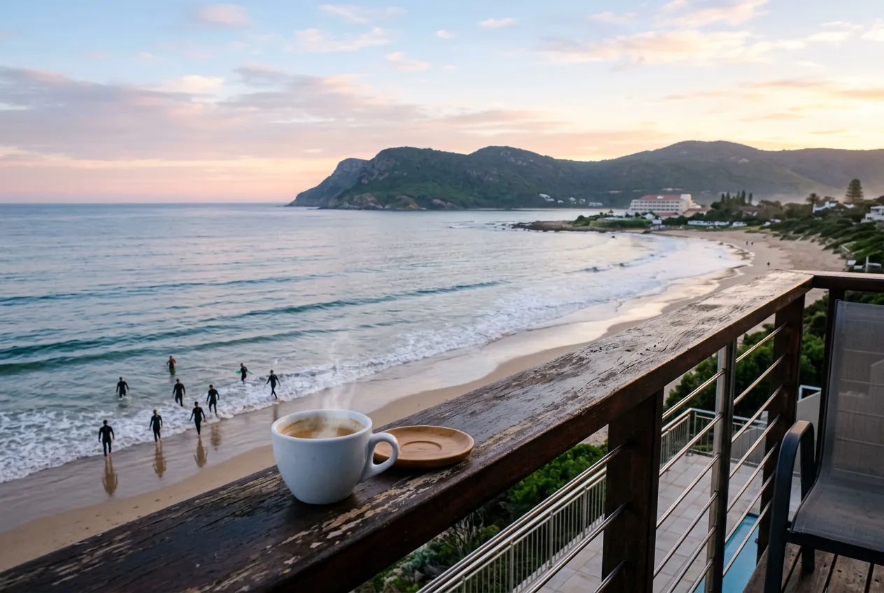 Morning view from a Central Beach Plettenberg Bay self-catering apartment balcony