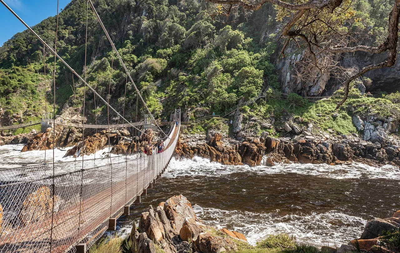 Storms River suspension bridge at the eastern end of the Garden Route, Tsitsikamma