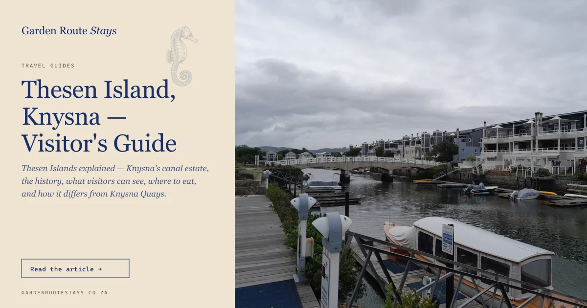 Thesen Islands, Knysna — colonial-style canal homes lining the tidal waterways inside Knysna Lagoon