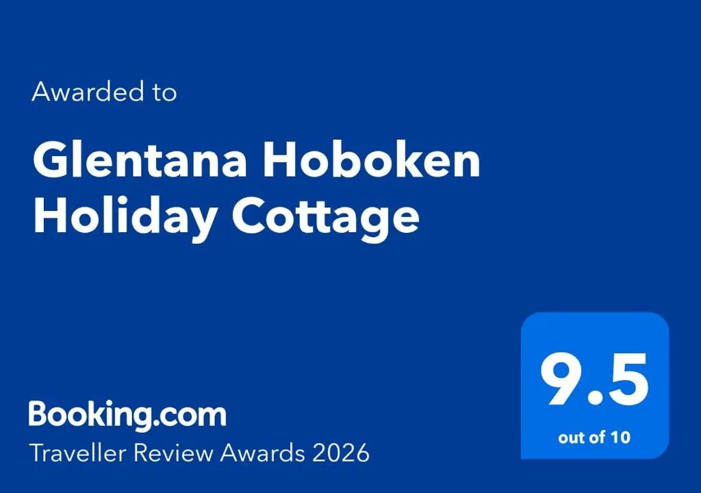 Booking.com award certificate for Glentana Hoboken Holiday Cottage with 9.5 rating