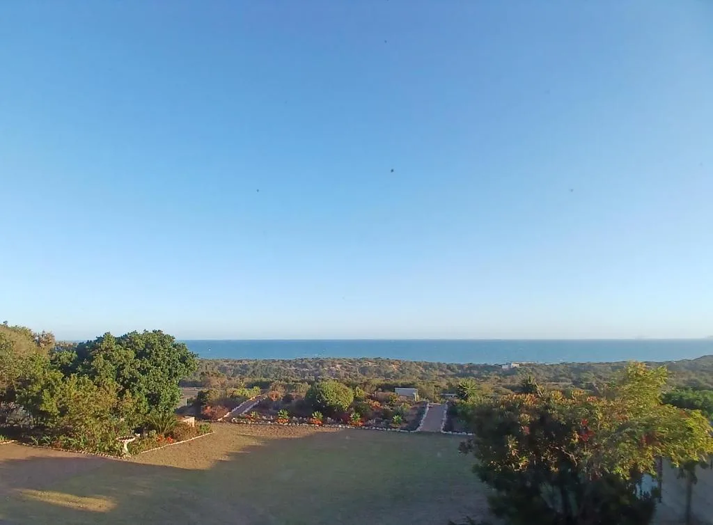 Expansive ocean view with coastal landscape and vegetation stretching to horizon