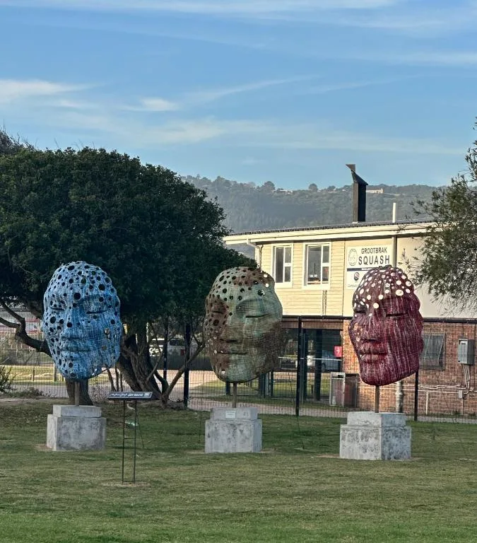 Garden Route property with colorful sculptural art installations and buildings