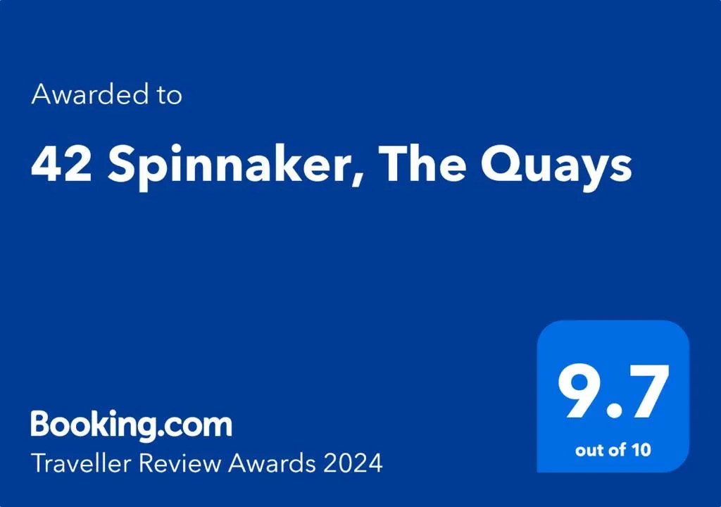 Booking.com award certificate showing 9.7 rating for property