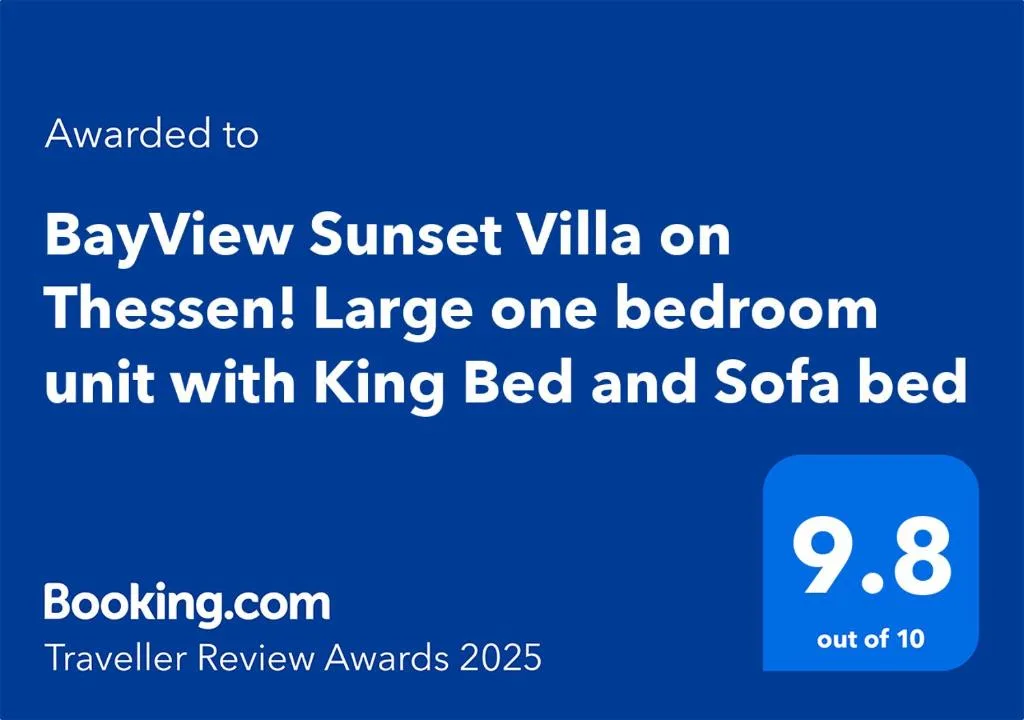 Booking.com award certificate recognizing property excellence and guest satisfaction ratings