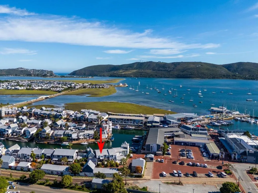 Aerial view of Knysna Heads, lagoon, and surrounding coastal town landscape