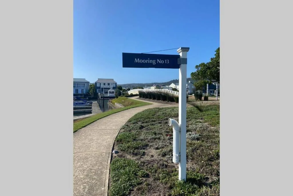 Mooring No 13 street sign at residential development on Thesen Island
