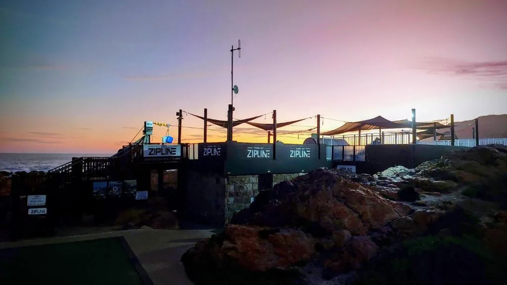 Coastal property with deck and ocean views at sunset, Mossel Bay