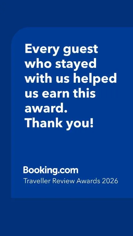 Booking.com Traveller Review Awards 2026 recognition certificate for guest appreciation