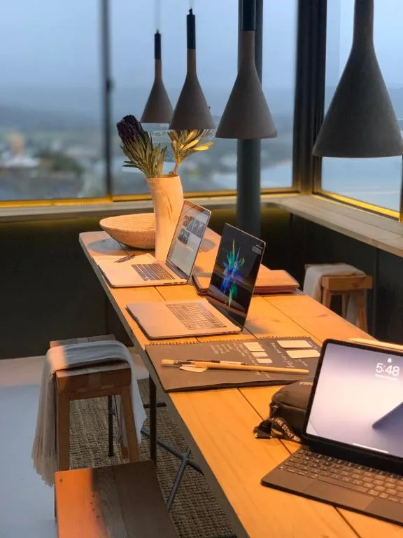 Workspace overlooking Plettenberg Bay with scenic coastal landscape views