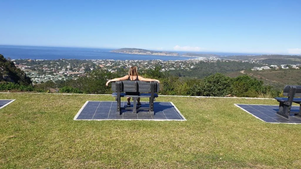 Panoramic coastal view from property overlooking Plettenberg Bay and surrounding landscape