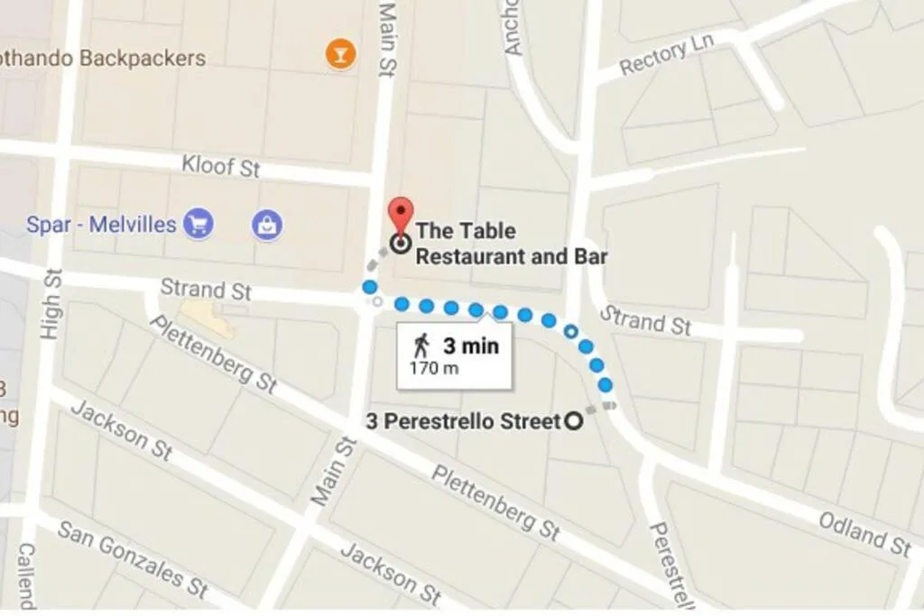 Map showing property location on Perestrello Street in Plettenberg Bay town