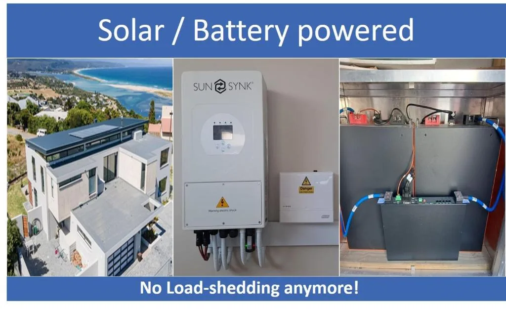 Solar battery powered system with inverter and battery storage units installed
