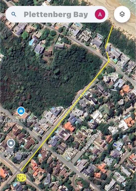 Aerial map view of Plettenberg Bay showing property location and surrounding area