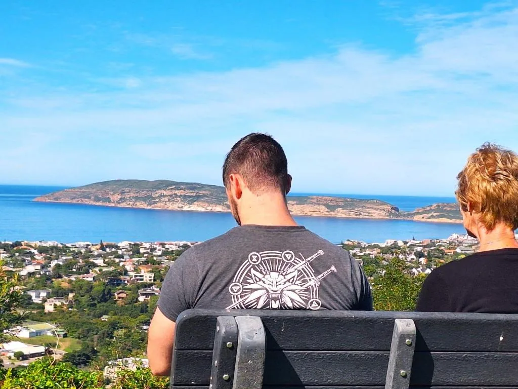 Scenic coastal vista of Plettenberg Bay with turquoise ocean and town below