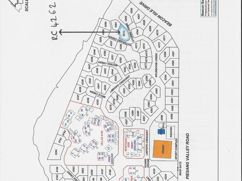Estate map showing property location and surrounding residential development layout