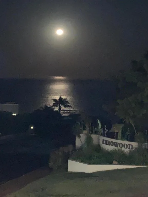 Moonlit lagoon and water view from property at night