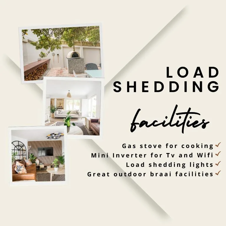 Infographic showcasing load shedding facilities including gas stove, inverter, and outdoor braai