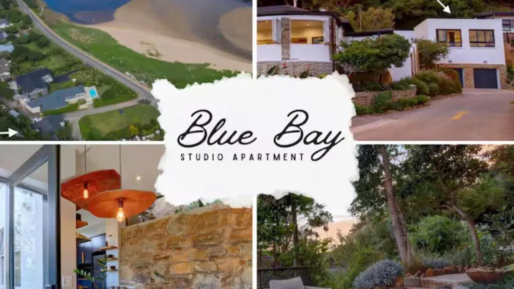 Blue Bay Studio Apartment branding collage with property views