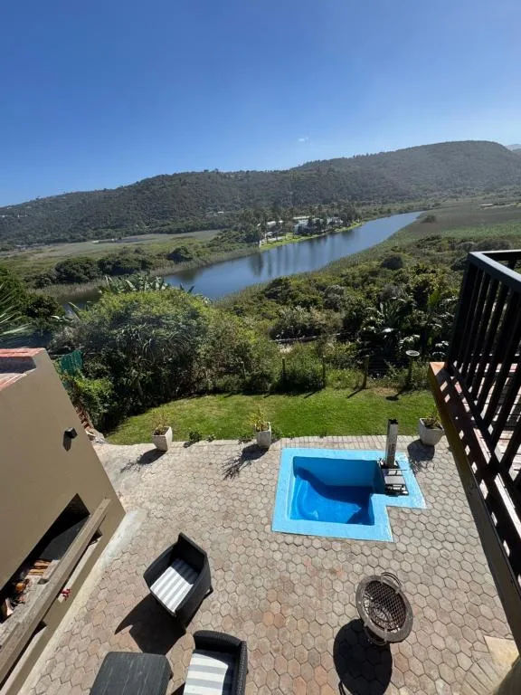 Scenic river valley and mountains visible from property deck area