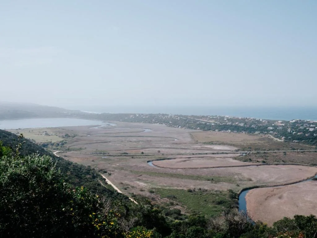 Scenic lagoon and coastal landscape view from elevated property vantage point